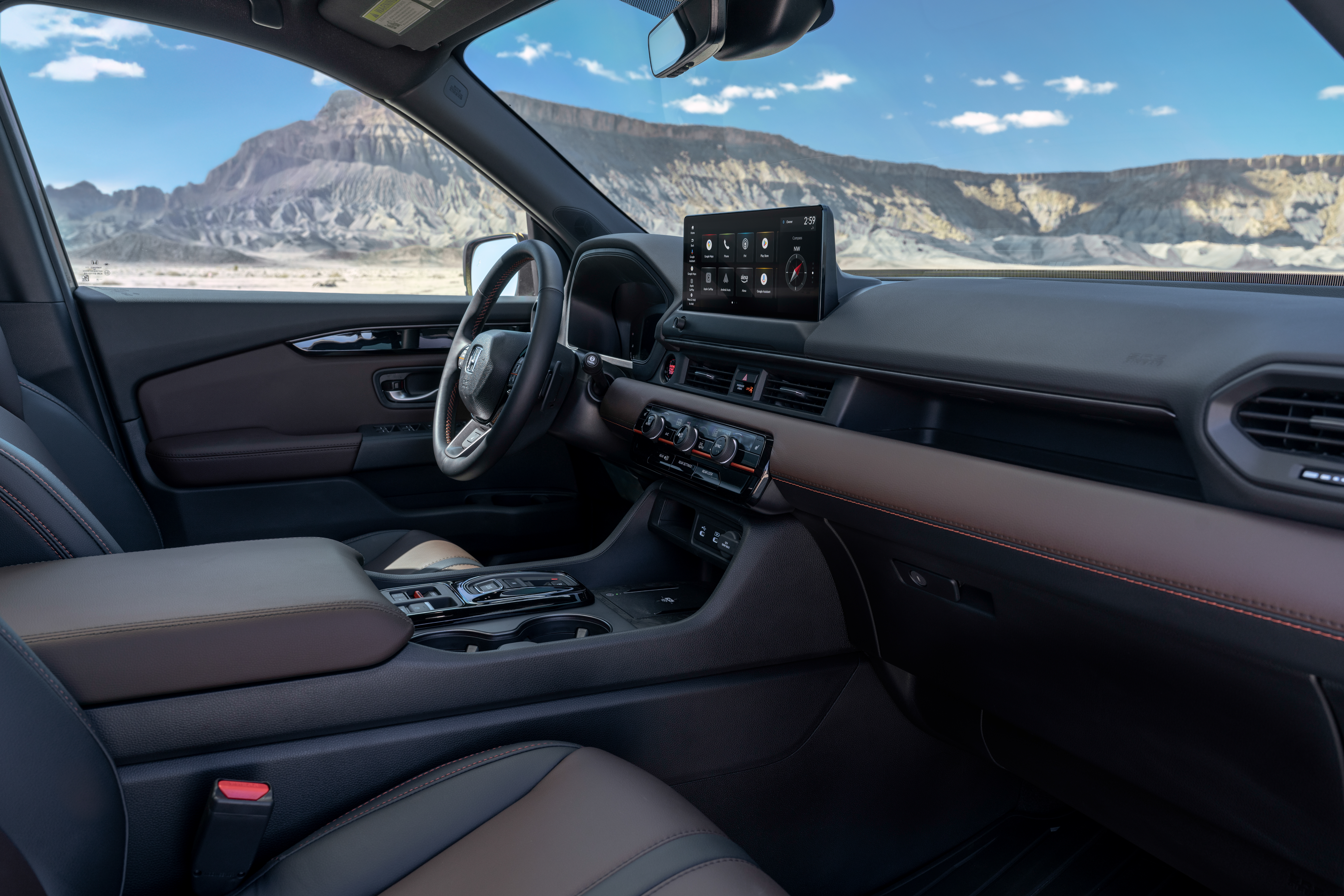 honda pilot trailsport 2026 13 interior front row oem jpg